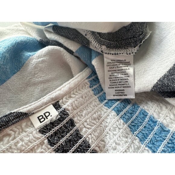 BP by Nordstrom Linen Blend Dress Striped Sleeveless Midi Button Front Tie XL - Picture 5 of 5